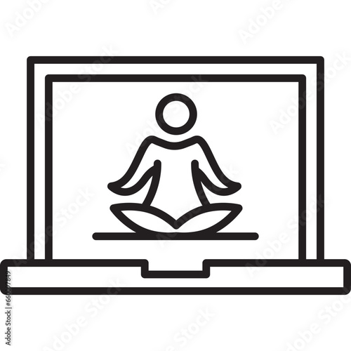 Online yoga class line icon