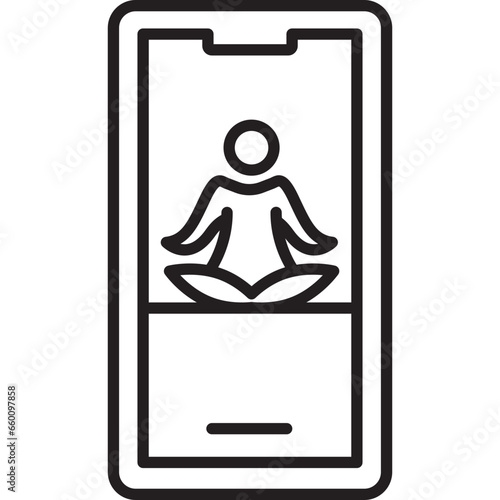 Online yoga class icon on smartphone