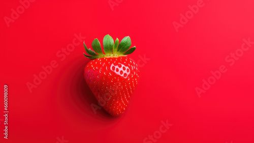 Vibrant Red Strawberry with Minimalistic Aesthetic