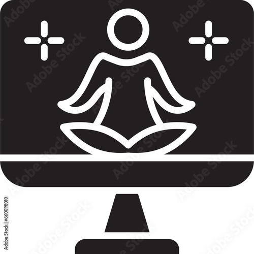 Online yoga class line icon