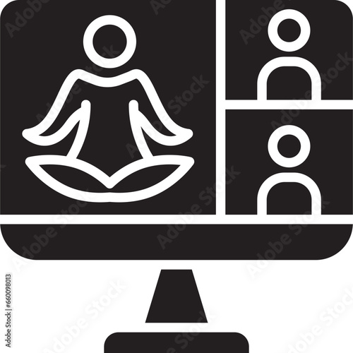 Online yoga class line icon