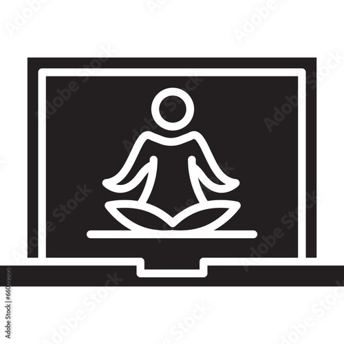  Online yoga class line icon