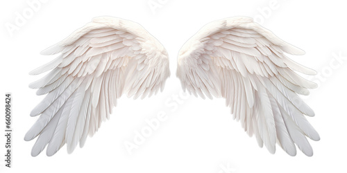 Fotografia White angel wings isolated on transparent background PNG
