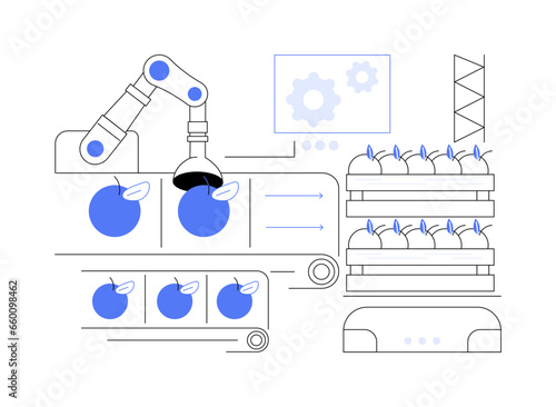 Sorting and packing robots isolated cartoon vector illustrations.