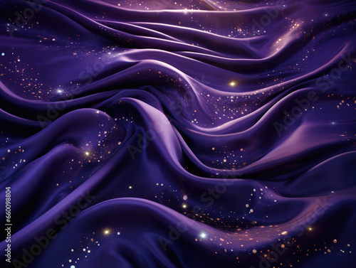 Majestic Purple Silk with Glistening Star Patterns - Enchanting 3D Composition