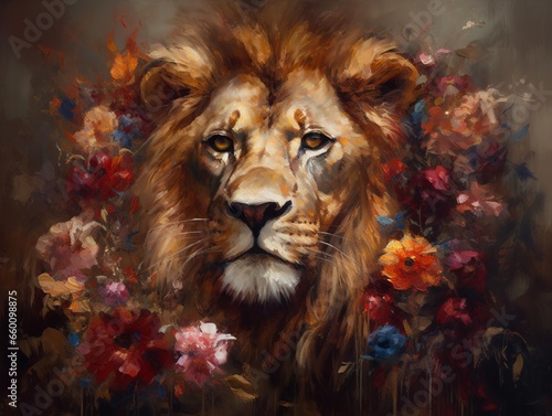 Lion fine art minimal artwork generatieve ai