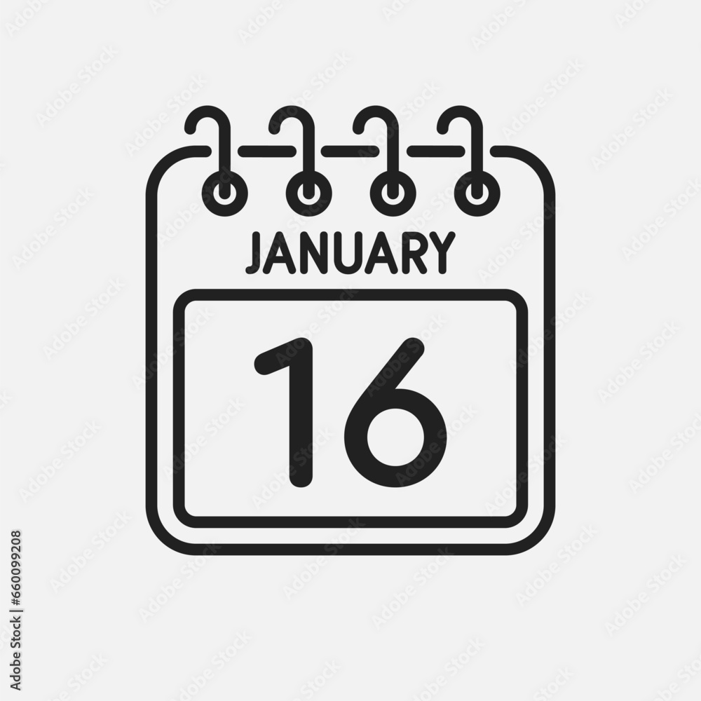 Icon page calendar day - 16 January Icon page calendar day - 16 January