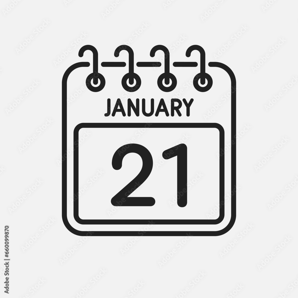 Icon page calendar day - 21 January Icon page calendar day - 21 January