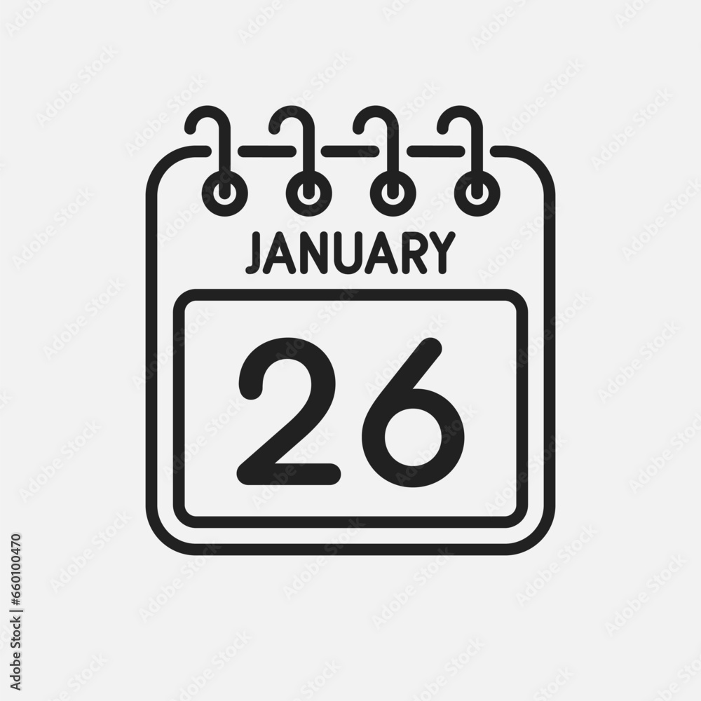 Icon page calendar day - 26 January Icon page calendar day - 26 January