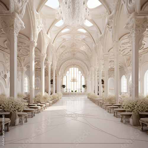 Luxurios wedding hall interior design created with Generative Ai © Andrii Yablonskyi