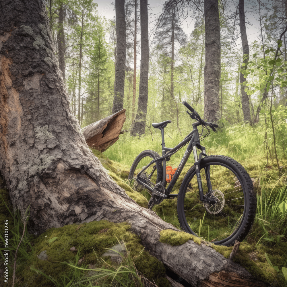A photo of a Mountain Bike isolated on a beautiful natural background 
