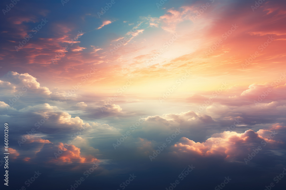 Sunset Sunrise Sky with Colorful Clouds Graphic Resource, Generative AI
