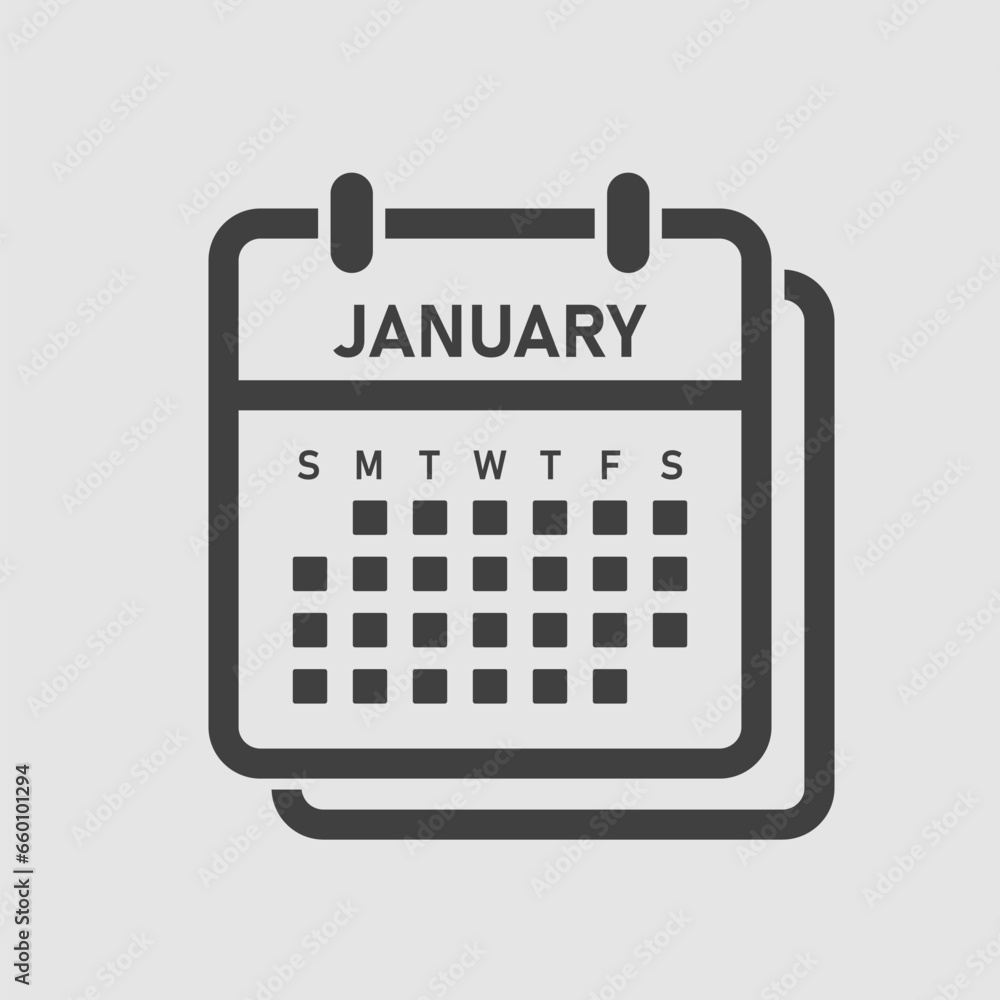 Vector template icon page calendar, month January Vector template icon page calendar, month January
