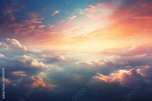 Sunset Sunrise Sky with Colorful Clouds Graphic Resource, Generative AI © illuminating images