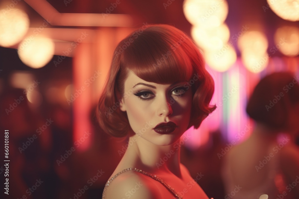 Woman in Red Dress with Red Hair