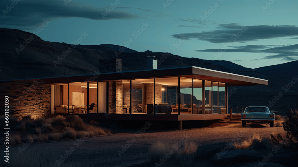 Obraz premium Modern architecture shot render, concept of architecture, modern architecture building visualization