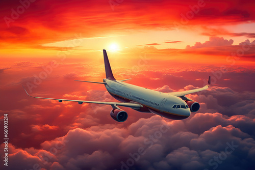 Aerial Adventure  Jetliner and Vibrant Sunset