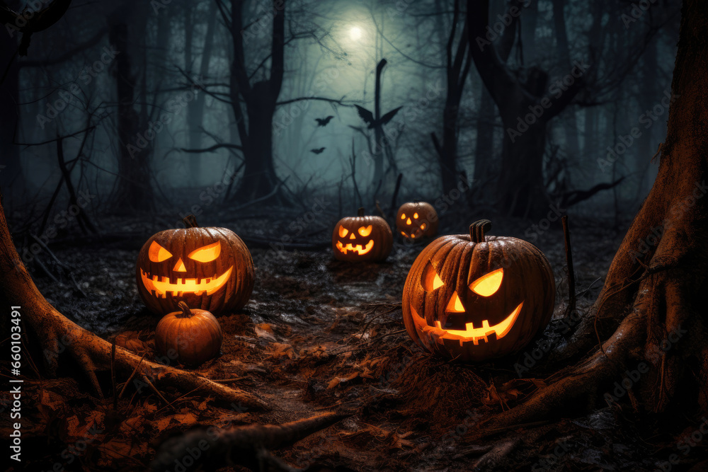 Spooky Pumpkin Patch under the Moonlight Spooky Pumpkin Patch under the Moonlight