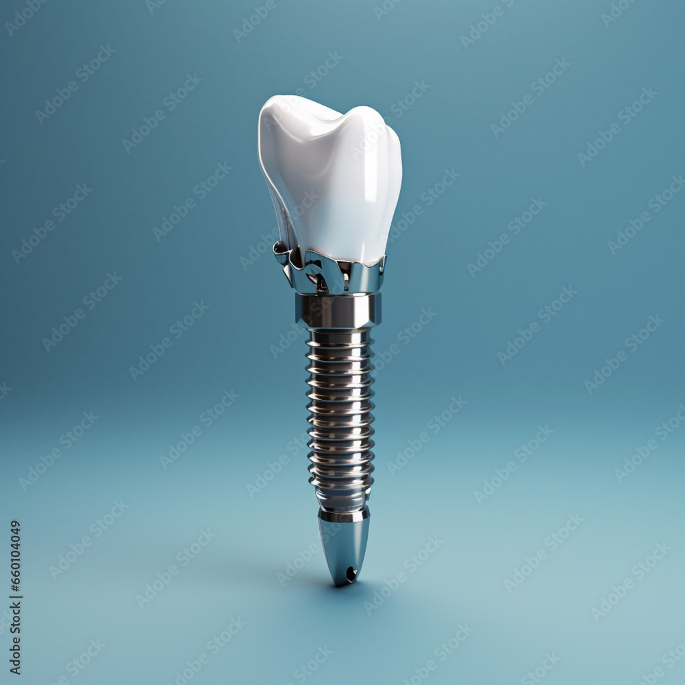Dental tooth implant with gums. Medically accurate tooth 3D illustration Dental tooth implant with gums. Medically accurate tooth 3D illustration