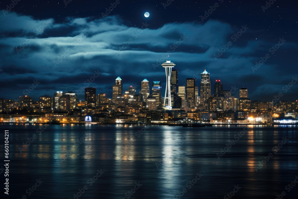 Midnight Serenity: Seattle under the Moon