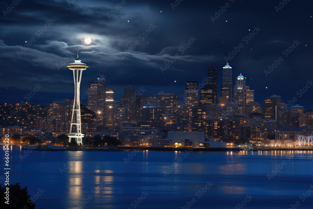 Moonlit Seattle: A Nighttime Dream