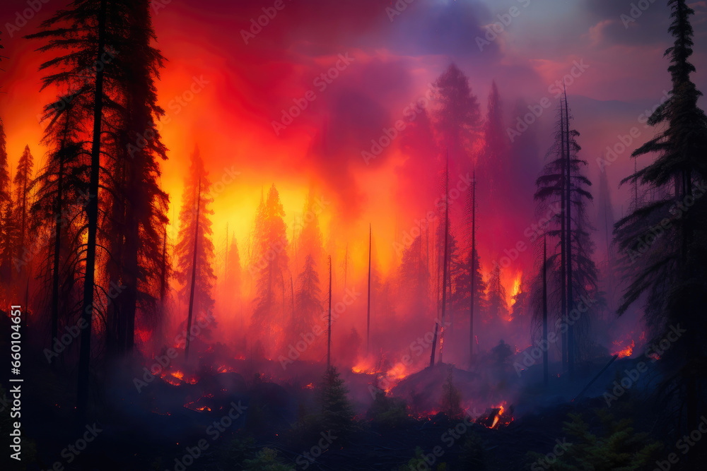 Wildfire Kaleidoscope: Nature's Wrath Unleashed