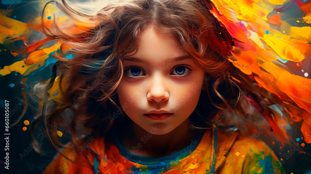The child got dirty with paints. Generative AI. The child got dirty with paints. Generative AI.