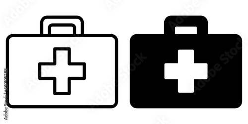 ofvs478 OutlineFilledVectorSign ofvs - first aid kit vector icon . medical care bag sign . isolated transparent . black outline and filled version . AI 10 / EPS 10 / PNG . g11821
