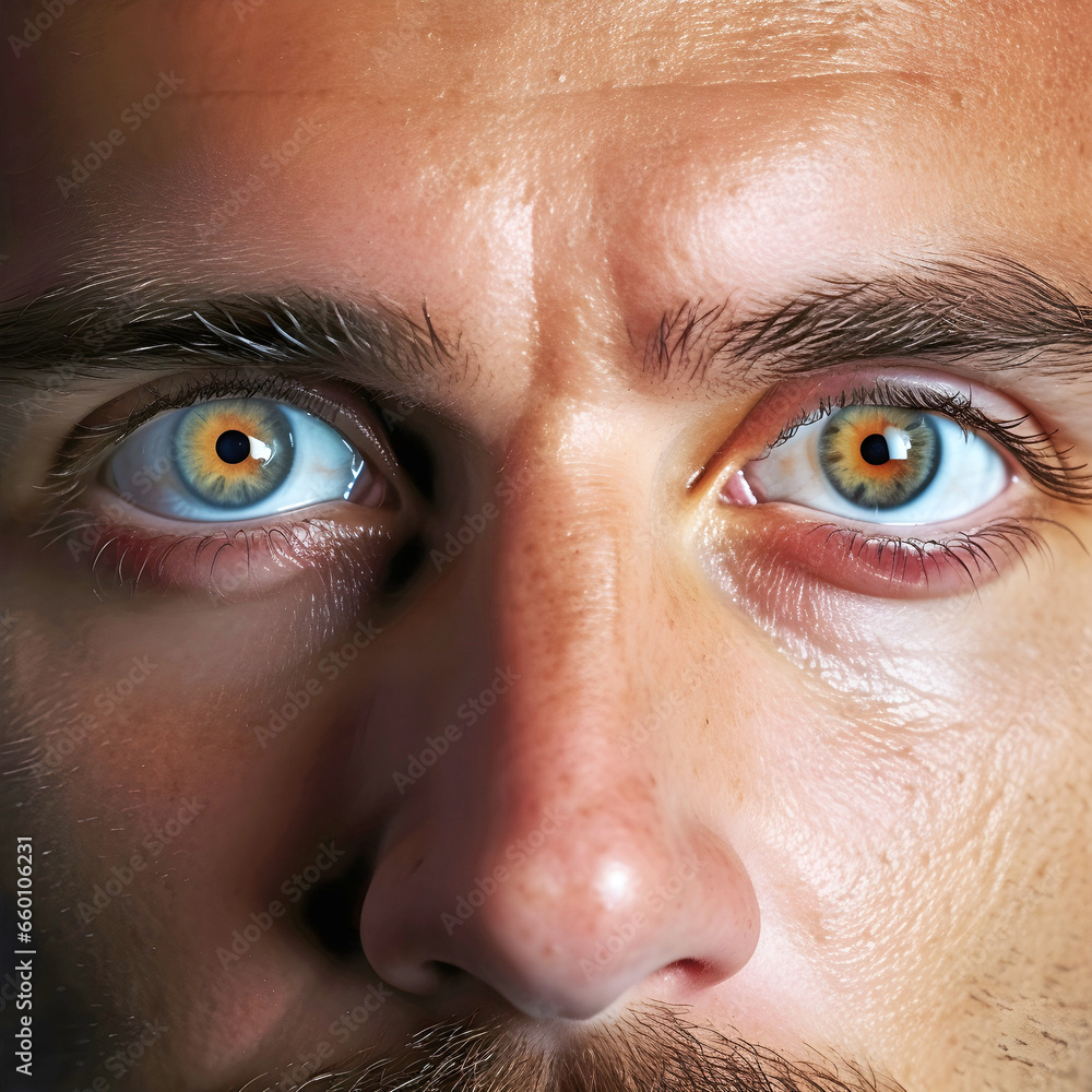 Fototapeta premium Close up mans face. AI generated.