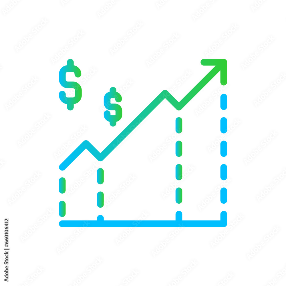 Analytics business investment icon with blue and green gradient outline style. business, finance, computer, technology, graph, analytics, data. Vector Illustration Analytics business investment icon with blue and green gradient outline style. business, finance, computer, technology, graph, analytics, data. Vector Illustration