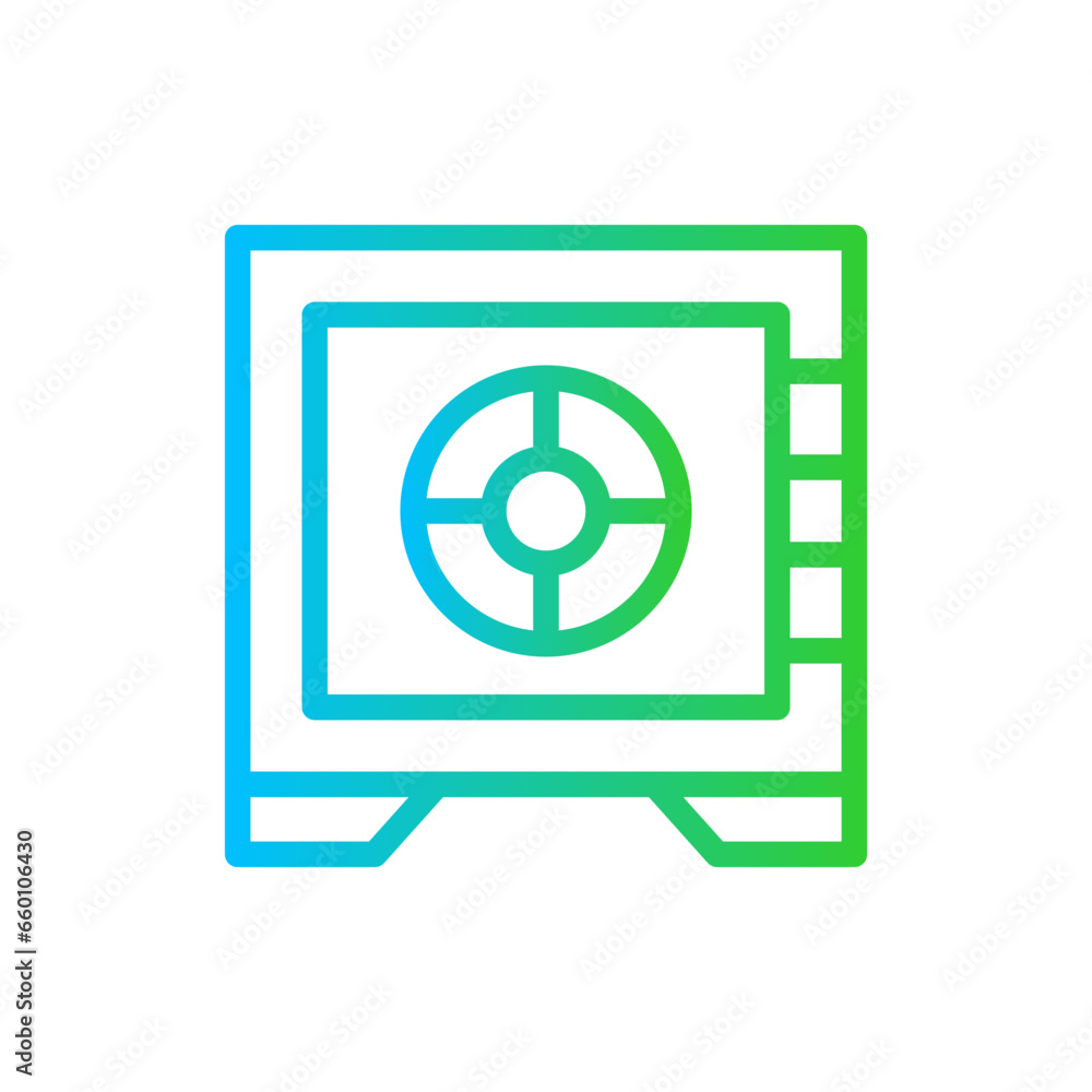 Safe box business investment icon with blue and green gradient outline style. box, deposit, safe, security, safety, storage, lock. Vector Illustration Safe box business investment icon with blue and green gradient outline style. box, deposit, safe, security, safety, storage, lock. Vector Illustration