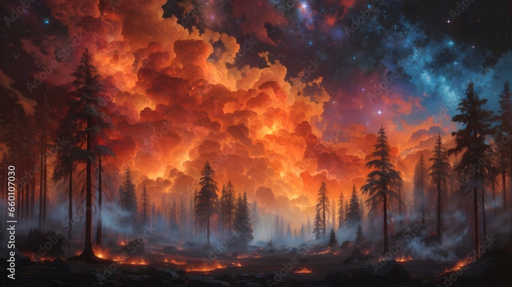 Illustration of a Burning Forest