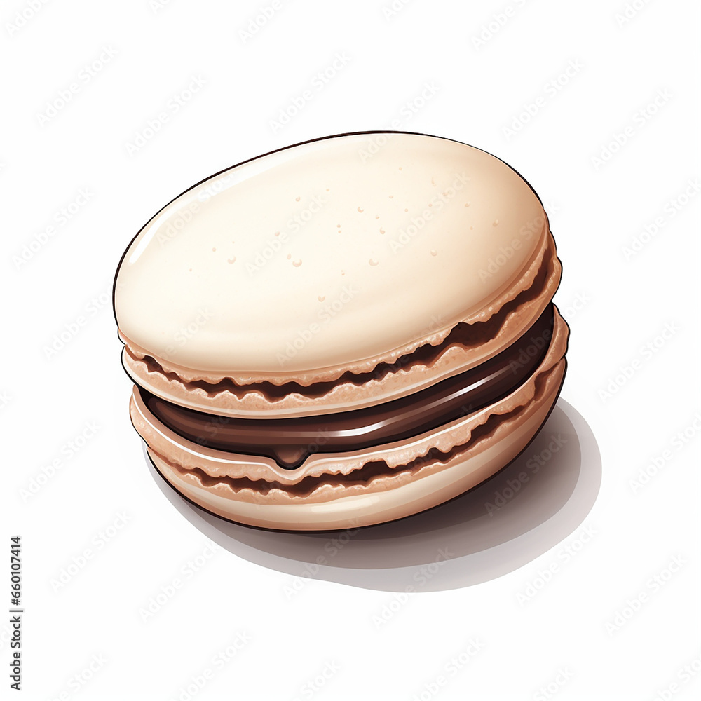 Illustration of a macaron with a white background created with Generative Ai Illustration of a macaron with a white background created with Generative Ai