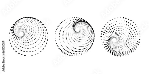 Dot gradation vector photo, white and black halftone background, circular dotted line, monochromatic dot texture background,