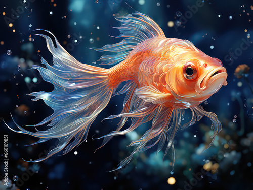 gold fish in water Generatieve ai © Femke