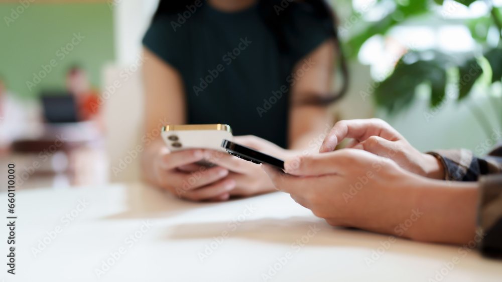 Close up of person looking at mobile phone, Online social addict