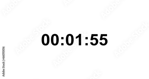 Countdown timer 5 to 0 white background black seconds