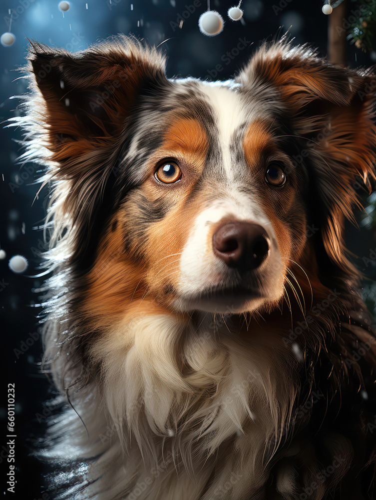 dog portrait in winter christmas setting generatieve ai 