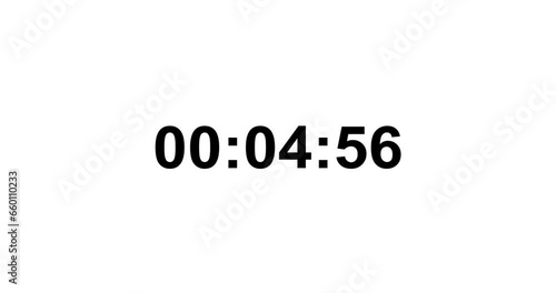 Countdown timer 5 to 0 white background black seconds