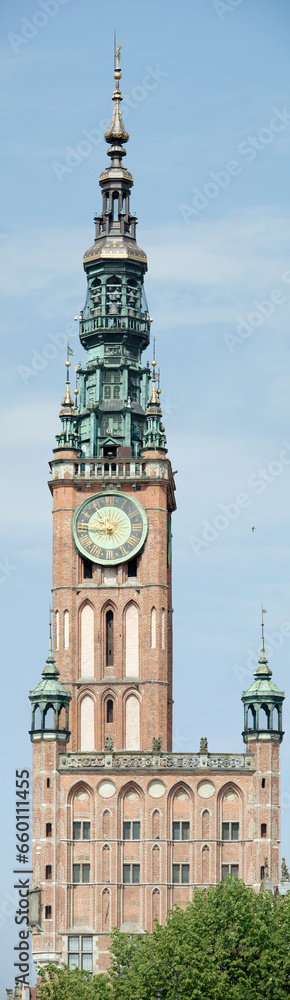 Gdansk 15th Century Town Hall Tower Vertical Panoramic View