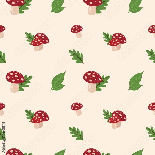 seamless pattern with fly agaric 