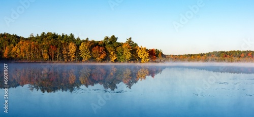 autumn landscape with lake and trees