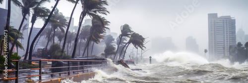 Landcape during the Hurricane or Storm. Image for insurance ad or news. photo