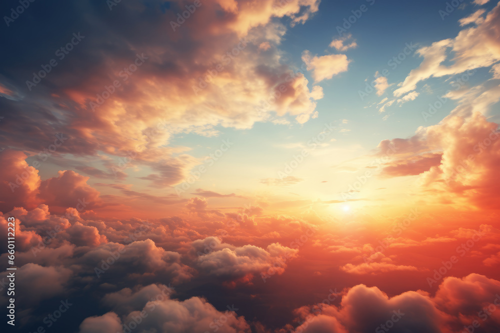 Sunset Sunrise Sky with Colorful Clouds Graphic Resource, Generative AI Sunset Sunrise Sky with Colorful Clouds Graphic Resource, Generative AI