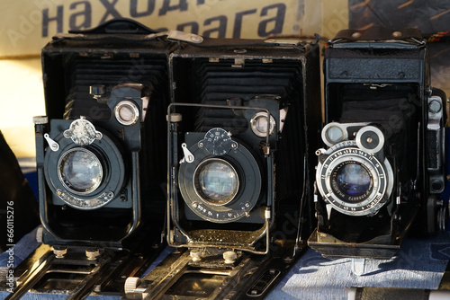 Very old cameras from the last century for records.