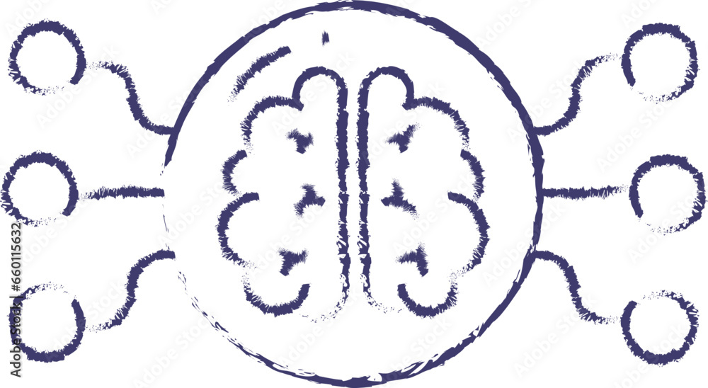 Naklejka premium AI Brain hand drawn vector illustration