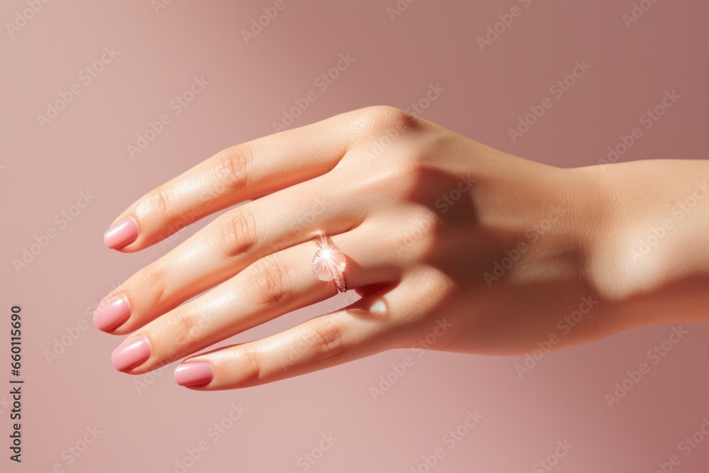 Fototapeta premium hand with a ring on it in front of light