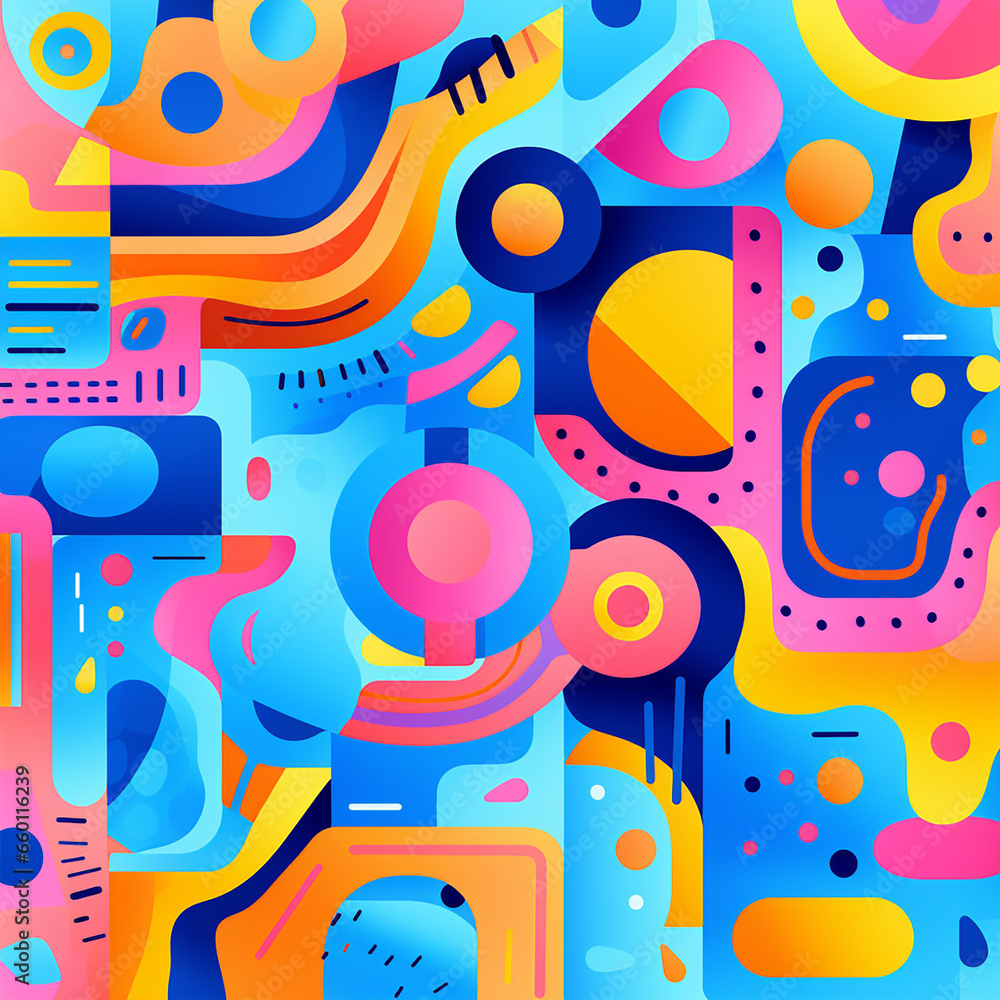 Fototapeta premium colorful funky design using different shapes of blue created with Generative Ai