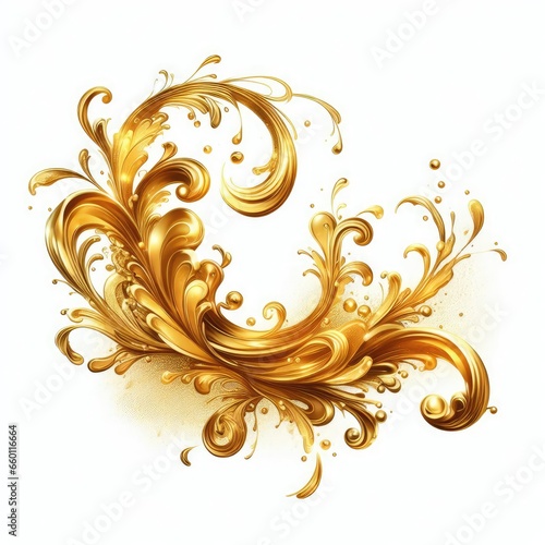 abstract golden splash design isolated on a white background