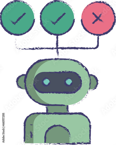 Robot Thinking hand drawn vector illustration